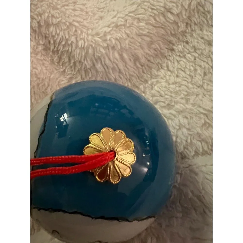 Alaska Christmas Ornament Eskimo Women blue white glass hand painted alaska